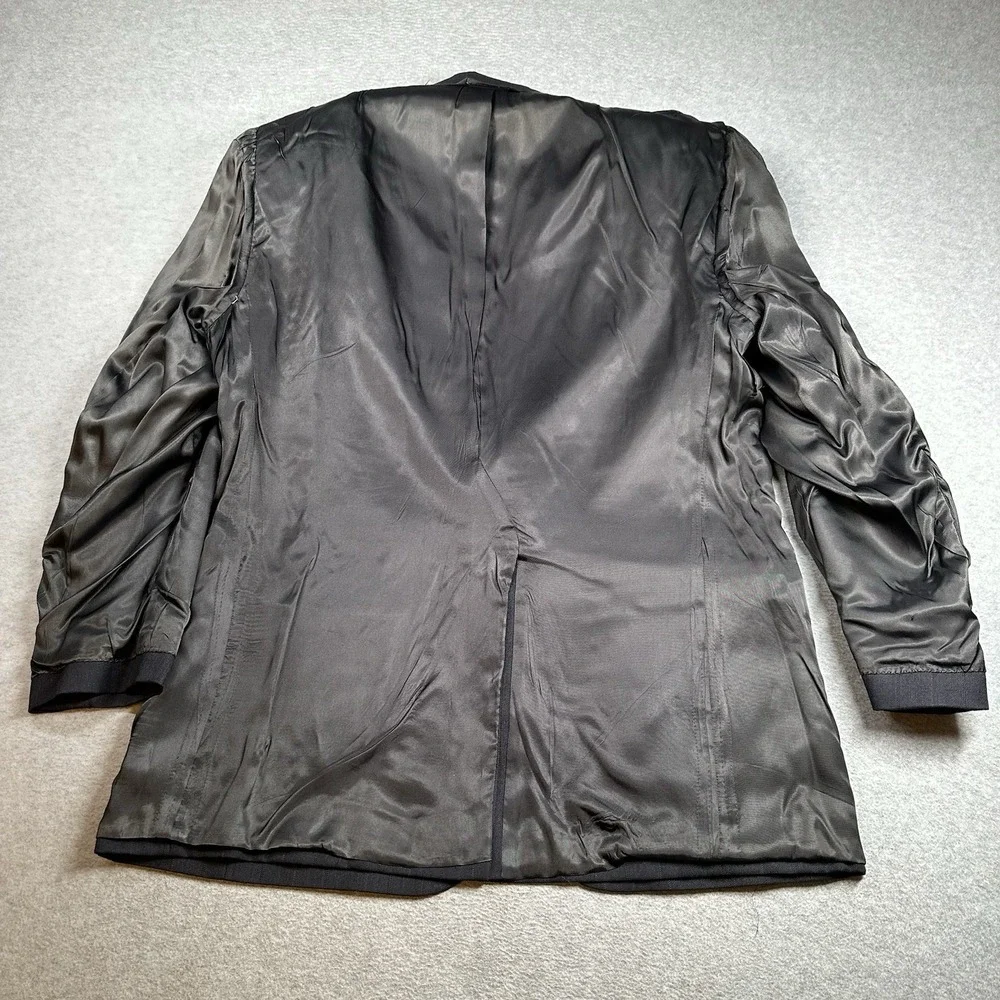 Vintage Burberrys Men's 44R Black Red Pinstriped Wool Blazer Jacket Saks USA